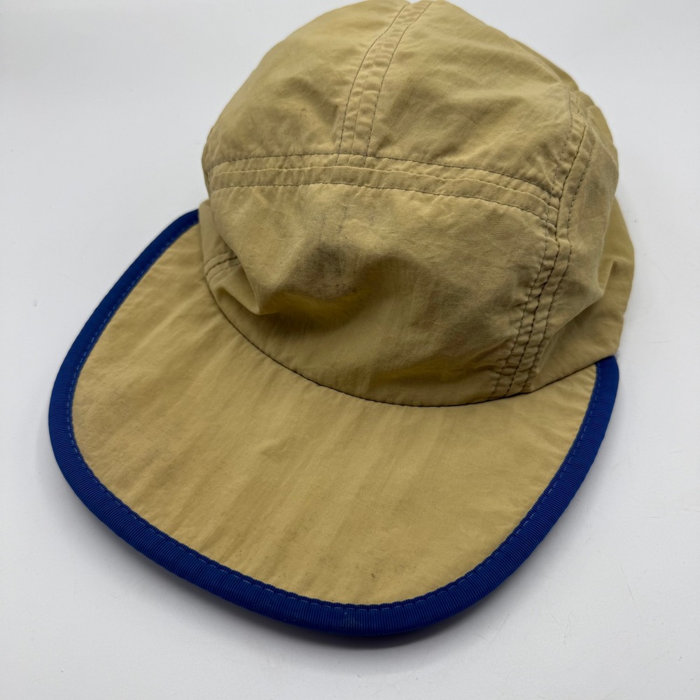 Patagonia Duckbill Hat OS Tan Blue Vintage 5-Panel Adjustable Strap Cap 90s